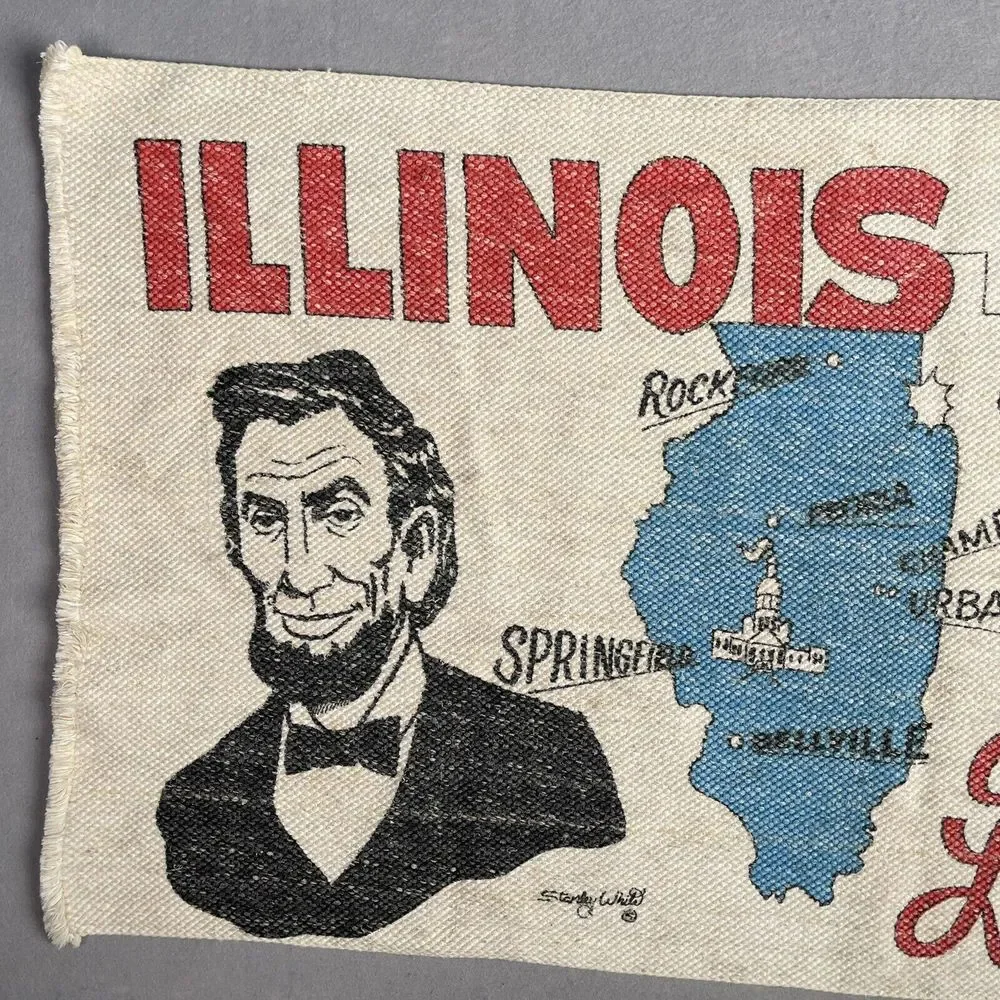 Illinois Burlap Canvas Tapestry Banner Table Square 42in‎ X 24in